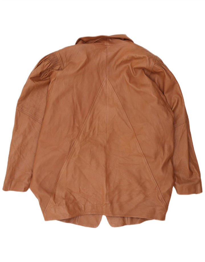 Vintage ženska kožna jakna s jednim gumbom UK 16 velika smeđa