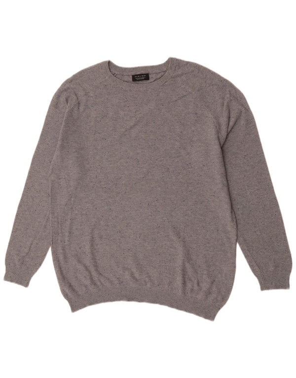 Zara muški pulover s okruglim izrezom XL, sivi flekasti pamuk