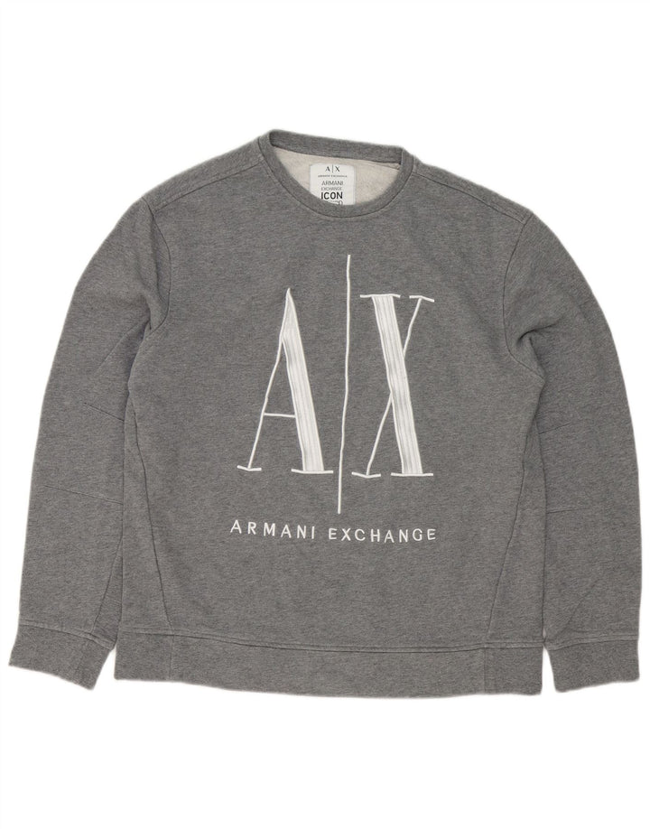 Armani Exchange muška majica s grafičkim motivima, srednje sivi pamuk