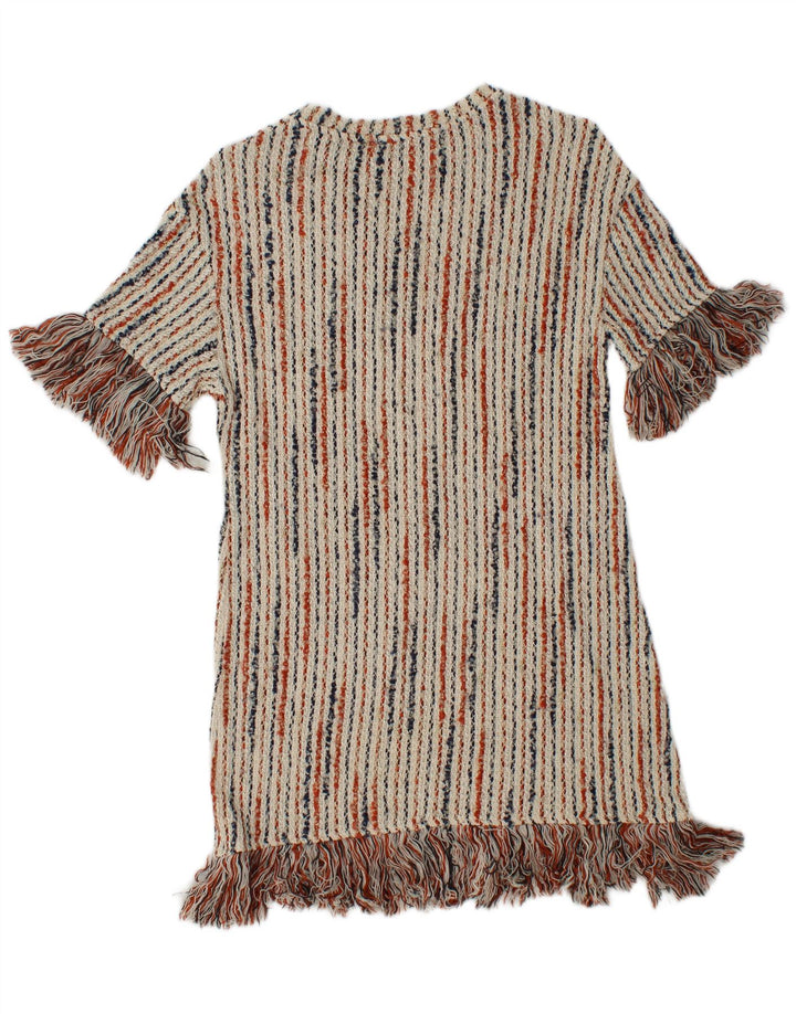 ZARA Ženska Trafaluc džemper haljina UK 8 Mala prljavo bijela prugasta