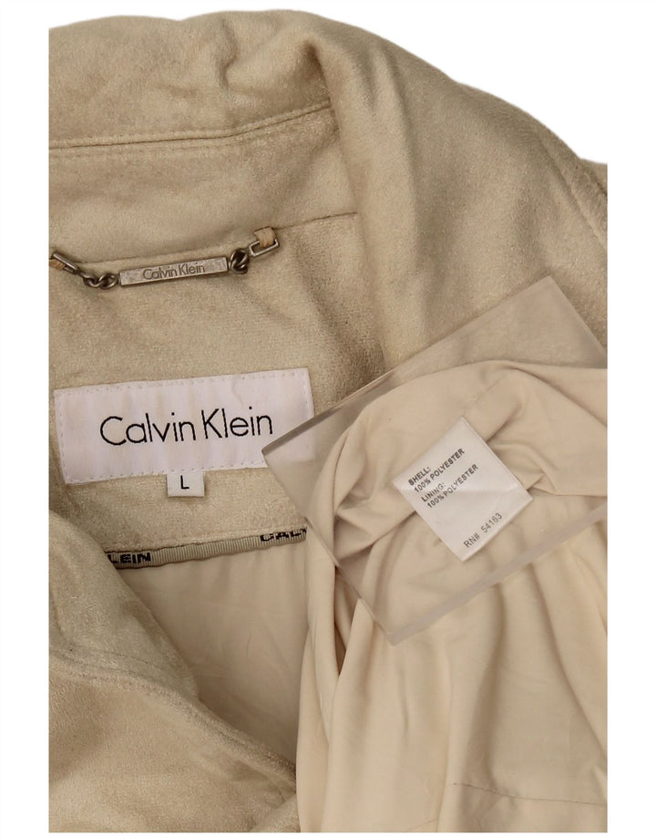 CALVIN KLEIN Ženska jakna sa 3 gumba UK 16 Veliki bež poliester