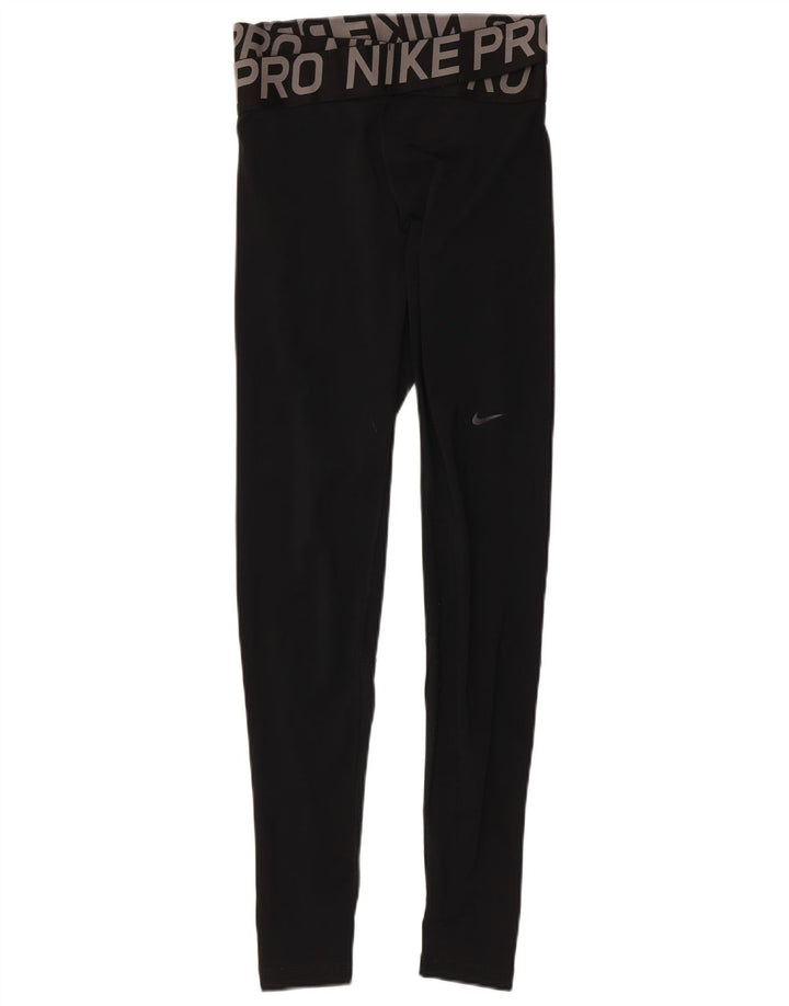 Nike Ženske Dri Fit Graphic Leggings UK 8 Small Black Colourblock Poliester