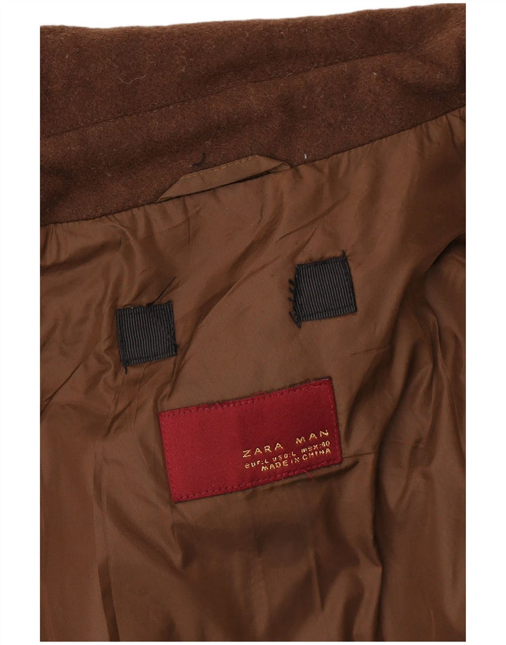 Zara muška pletena bomber jakna UK 40 Large Brown Colourblock Wool