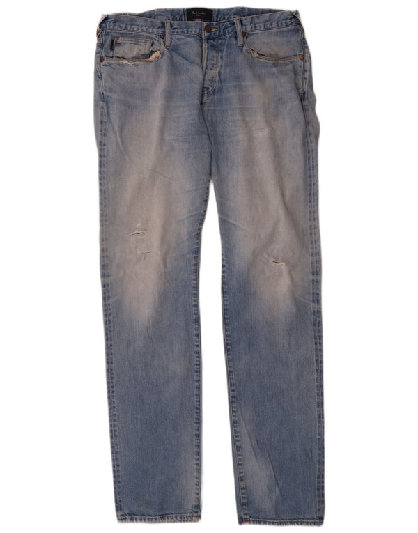 Paul Smith Mens Distressed Straight Jeans W32 L35 Blue Cotton