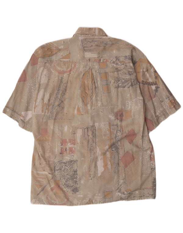 Vintage muška košulja kratkih rukava veličine 39/40 srednje bež geometrijske boje