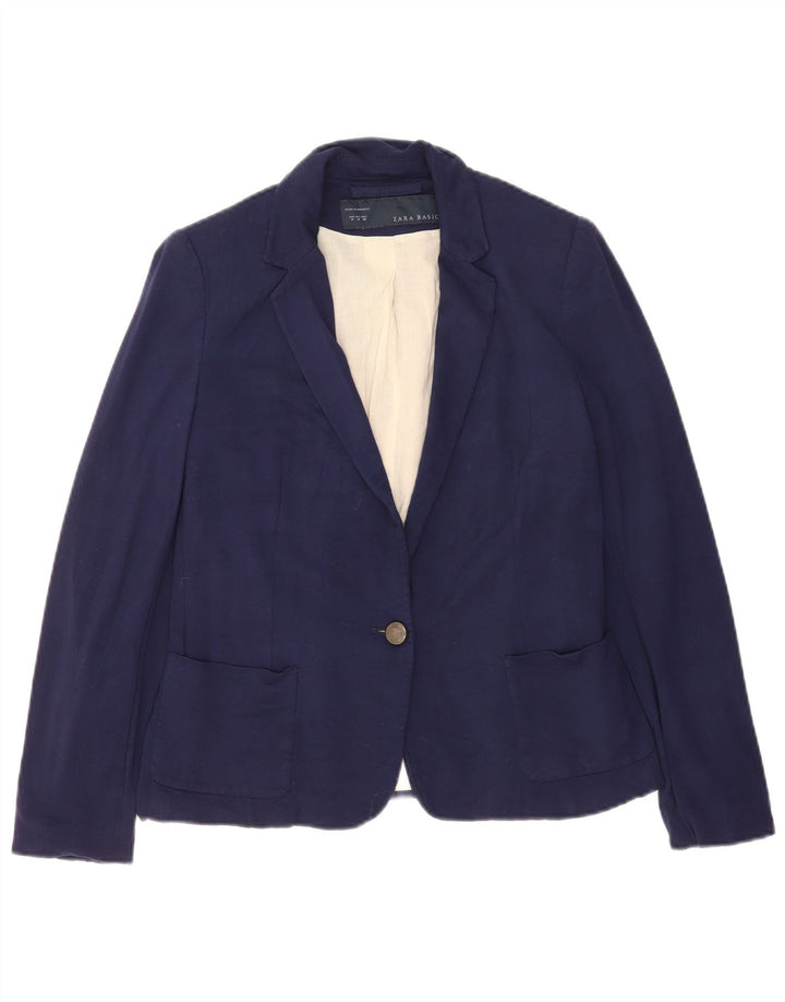 Zara ženska sako jakna s 1 gumbom UK 12 Medium tamnoplava viskoza