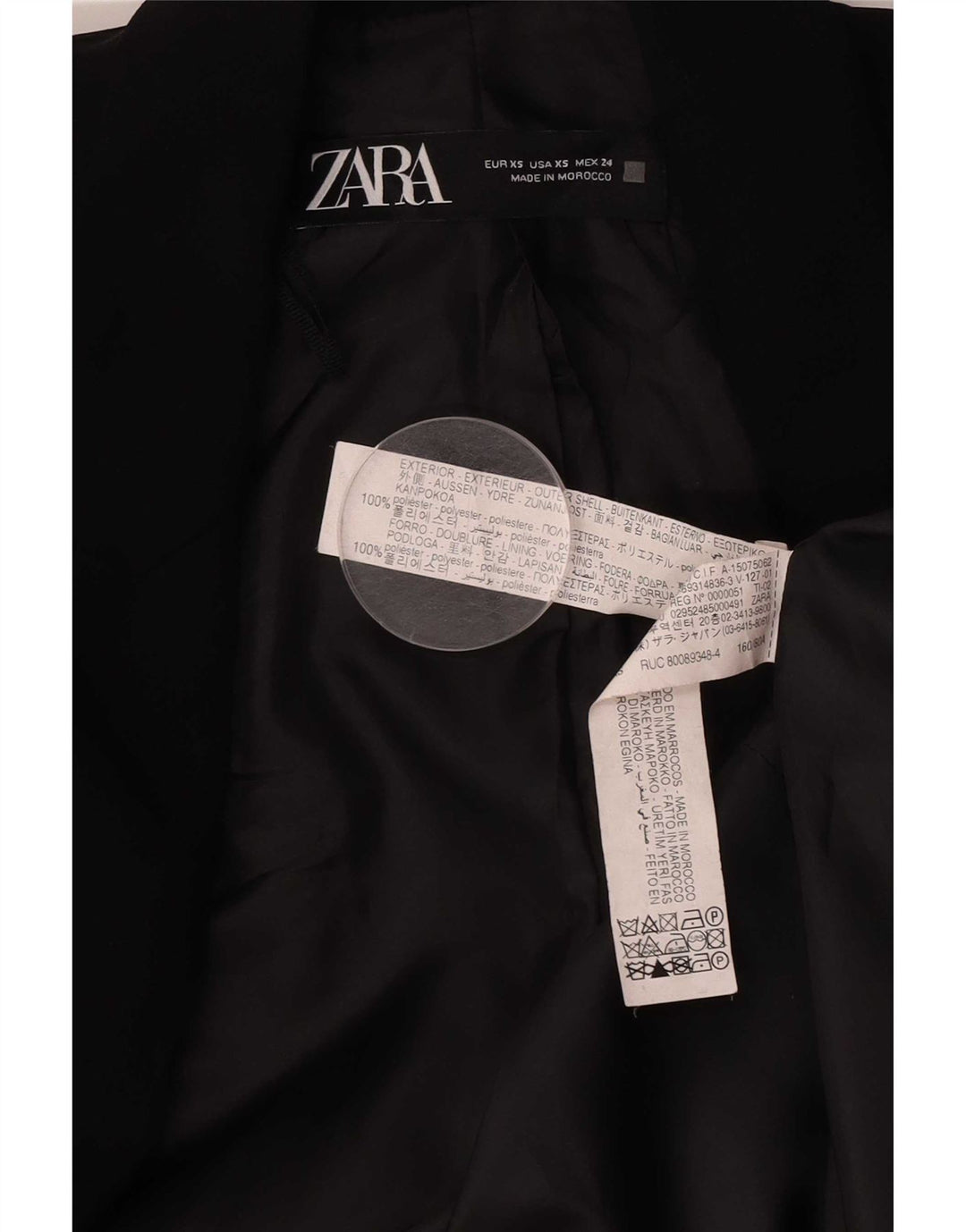 Zara ženska prevelika otvorena jakna s 3/4 rukavima UK 6 XS crni poliester