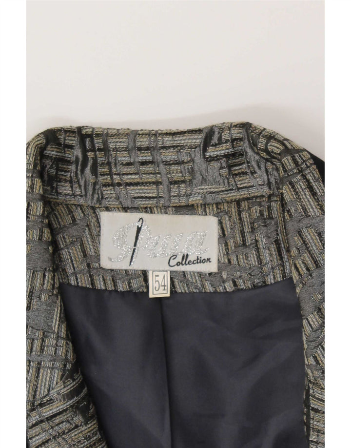 Vintage ženski sako s 1 gumbom IT 54 3XL sivi paisley