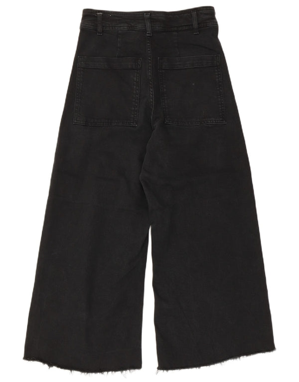 Zara ženske Capri traperice visokog struka širokih nogavica US 34 2XS W24 L22 crni pamuk