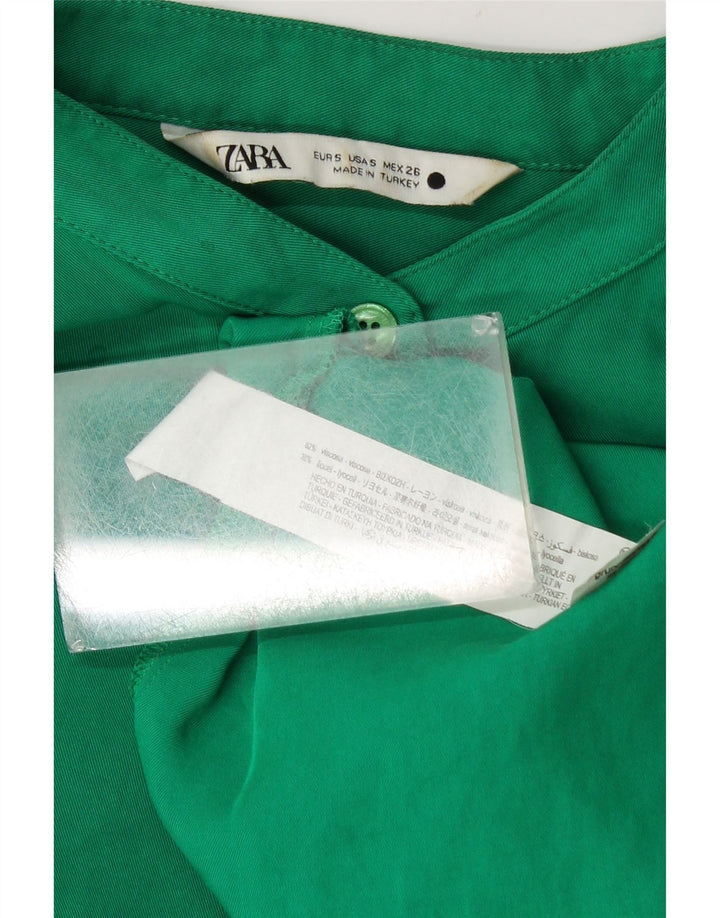 Zara ženska prevelika košulja bluza UK 10 Mala zelena viskoza