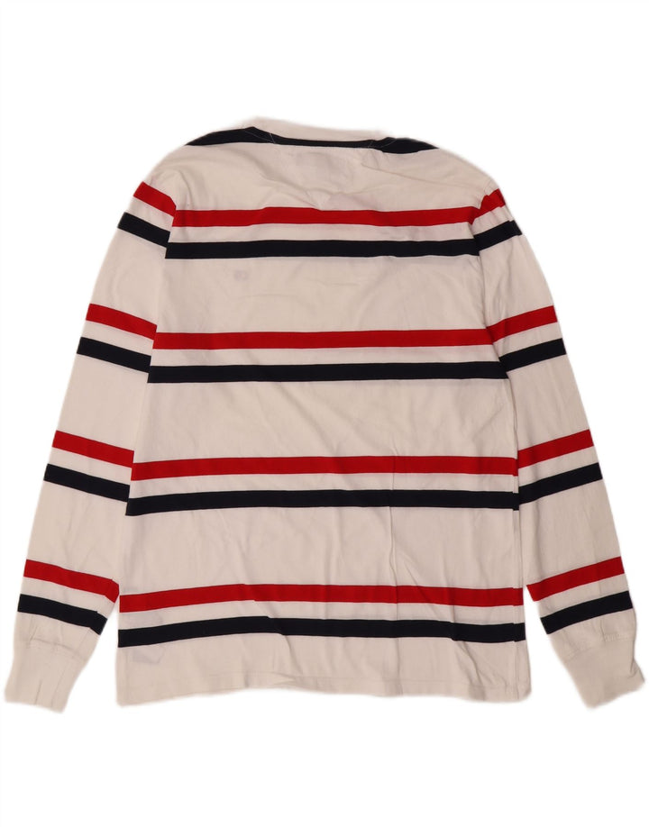 TOMMY HILFIGER Mens Top Long Sleeve Small White Striped Cotton Vintage Tommy Hilfiger and Second-Hand Tommy Hilfiger from Messina Hembry 
