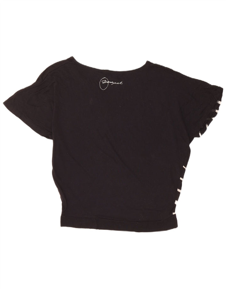 DESIGUAL Ženska prevelika majica kratkih rukava s grafičkim motivima UK 14 srednje crna cvjetna