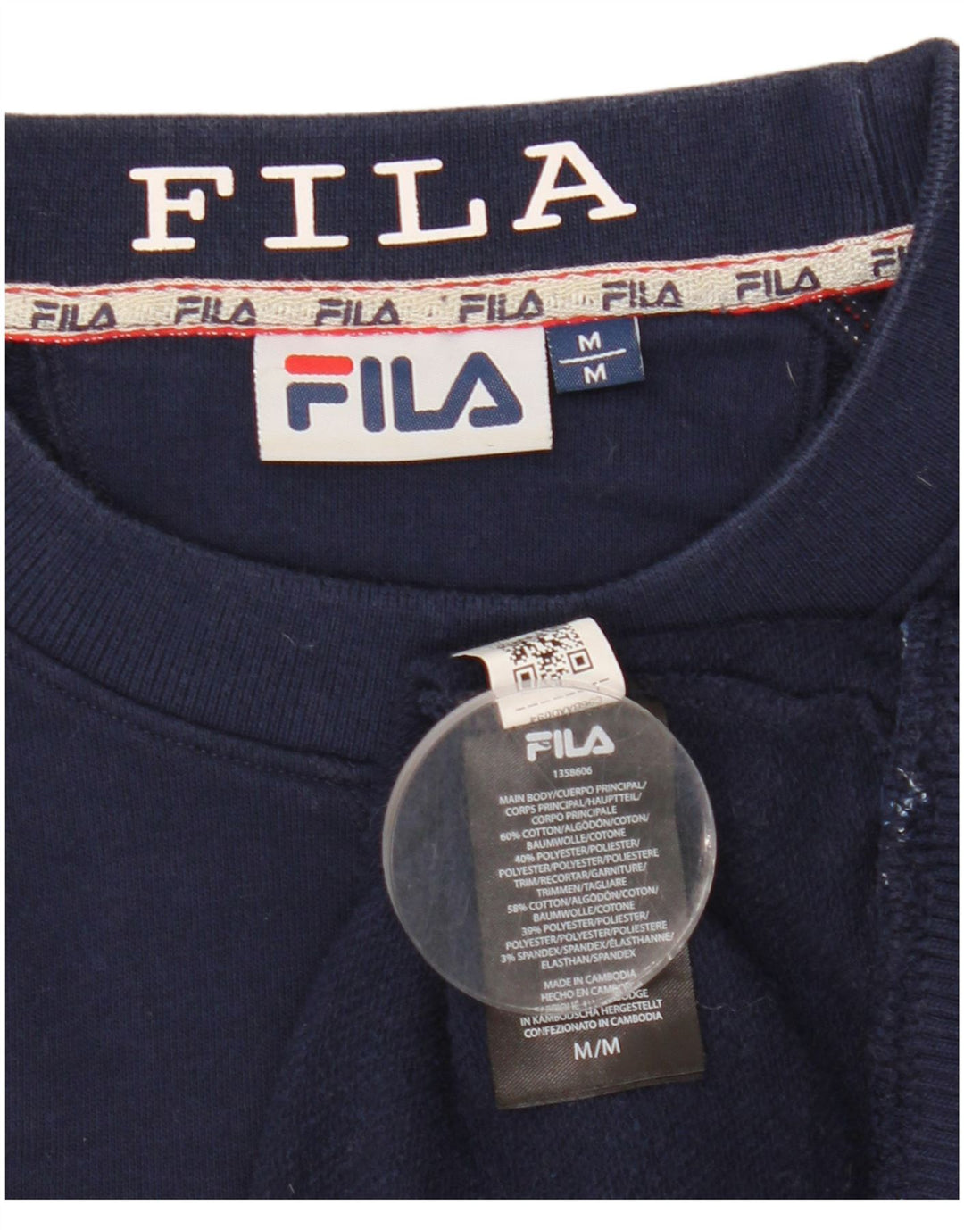 Fila muški džemper s grafičkim motivima, srednje tamnoplavi pamuk