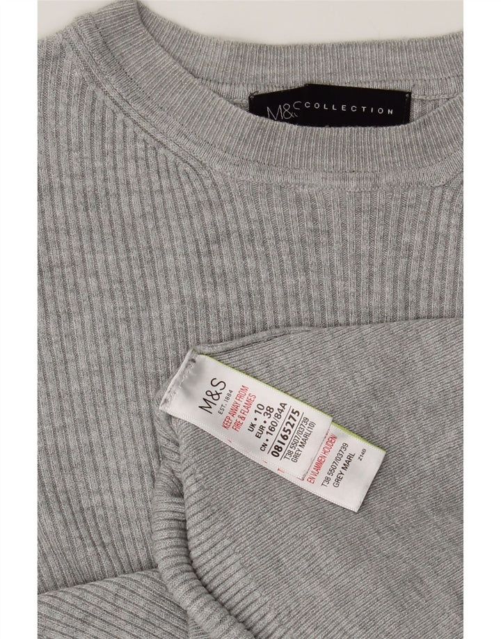 MARKS & SPENCER Womens Crew Neck Jumper Sweater UK 10 Small  Grey Viscose Vintage Marks & Spencer and Second-Hand Marks & Spencer from Messina Hembry 