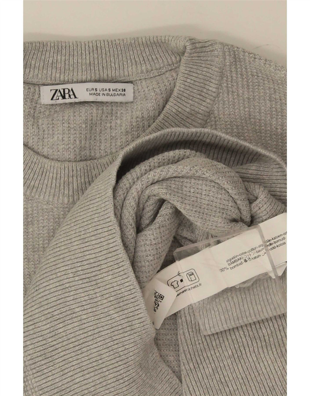 Zara muški pulover s okruglim izrezom, mali sivi pamuk