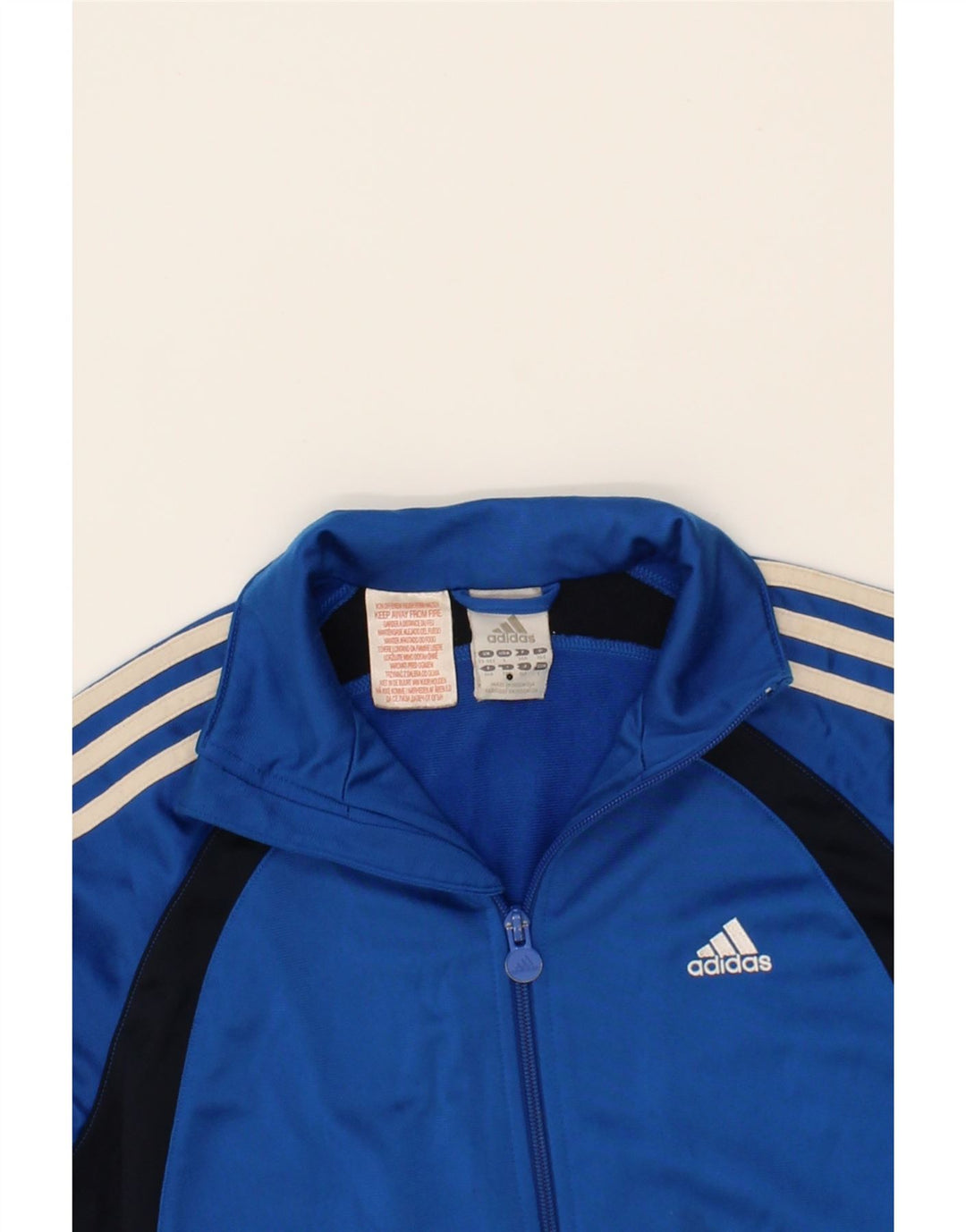 ADIDAS Boys Tracksuit Top Jacket 13-14 Years Blue Colourblock Polyester Vintage Adidas and Second-Hand Adidas from Messina Hembry 
