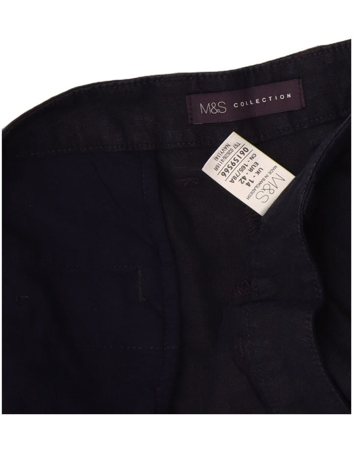 Marks & Spencer ženske chino kratke hlače UK 14 Large W34 mornarsko plava lanena
