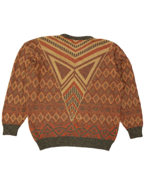 Vintage Mens Crew Neck Crew Neck Jumper Sweater XL Multicoloured Geometric