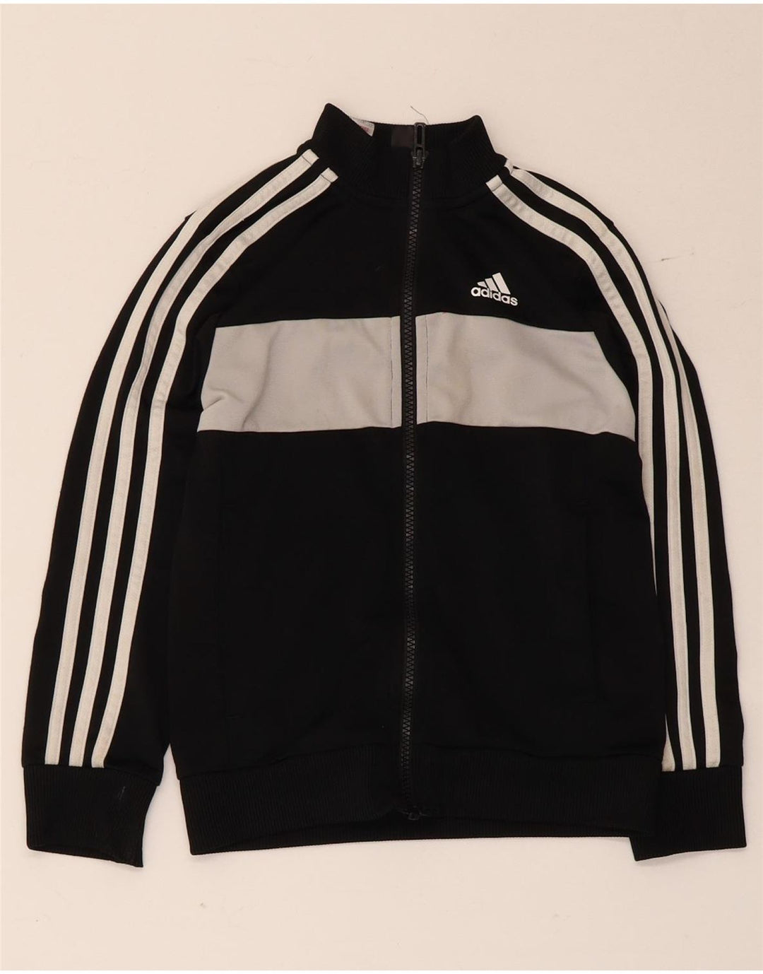Gornja jakna od trenirke Adidas za dječake 7-8 godina, crna poliesterska boja