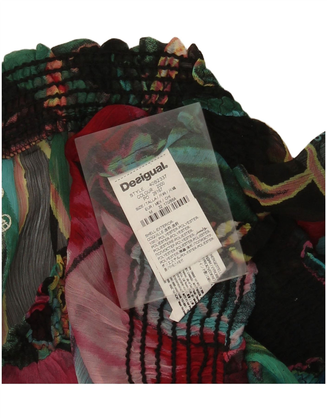 Ženska grafička majica s otvorenim ramenima Desigual UK 14 srednje raznobojna cvjetna