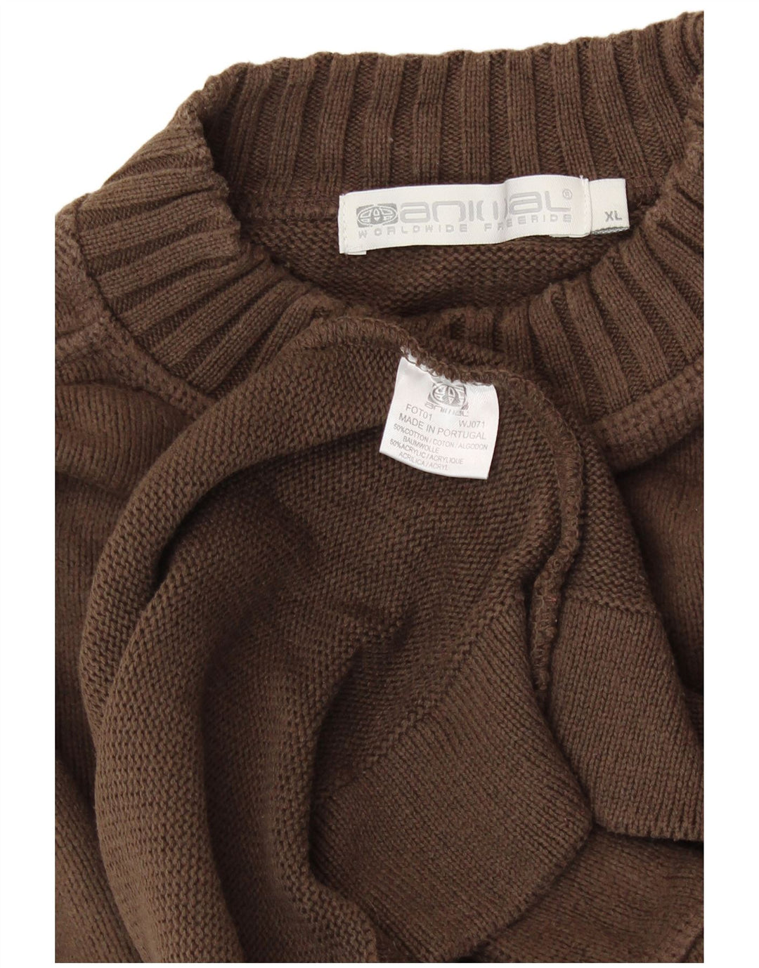 ANIMAL muški pulover s okruglim izrezom XL smeđi pamuk