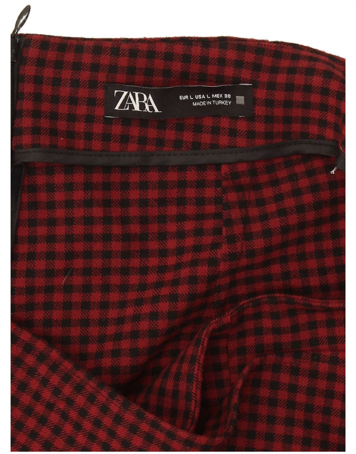 Zara ženske ležerne kratke hlače Large W30 L3 Crvena Gingham