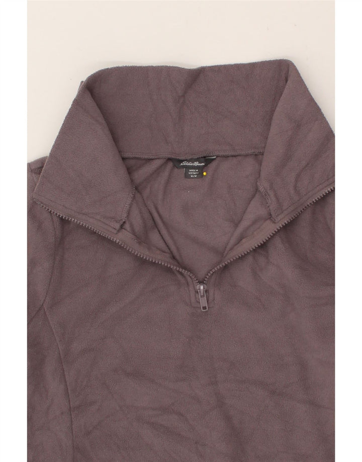 EDDIE BAUER Womens Zip Neck Fleece Jumper UK 14 Medium Grey Polyester Vintage Eddie Bauer and Second-Hand Eddie Bauer from Messina Hembry 