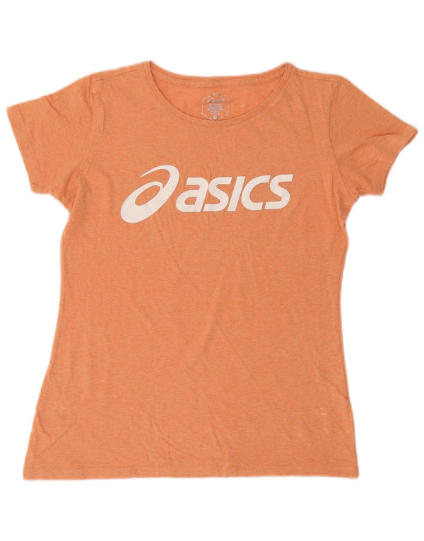Asics Womens Graphic T-Shirt Top UK 12 Medium Orange