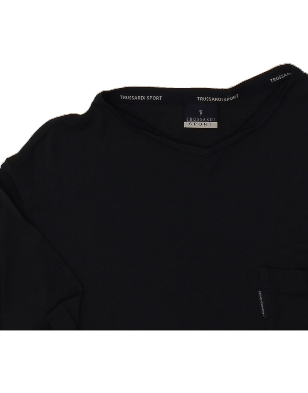 TRUSSARDI Mens T-Shirt Top Medium Navy Blue Acetate Vintage Trussardi and Second-Hand Trussardi from Messina Hembry 