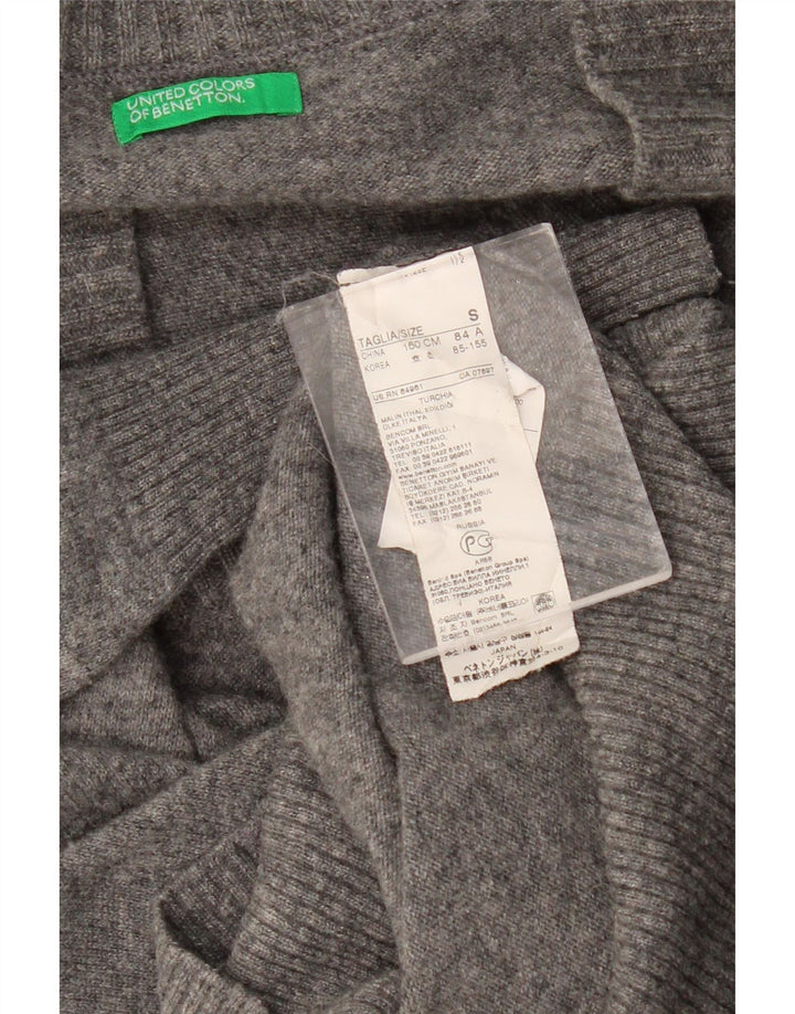 BENETTON Ženski preveliki dugi džemper s V-izrezom UK 10 Mali sivi