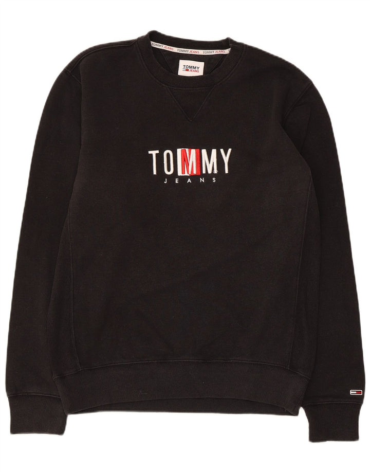 TOMMY HILFIGER Mens Graphic Sweatshirt Jumper Small Black Cotton