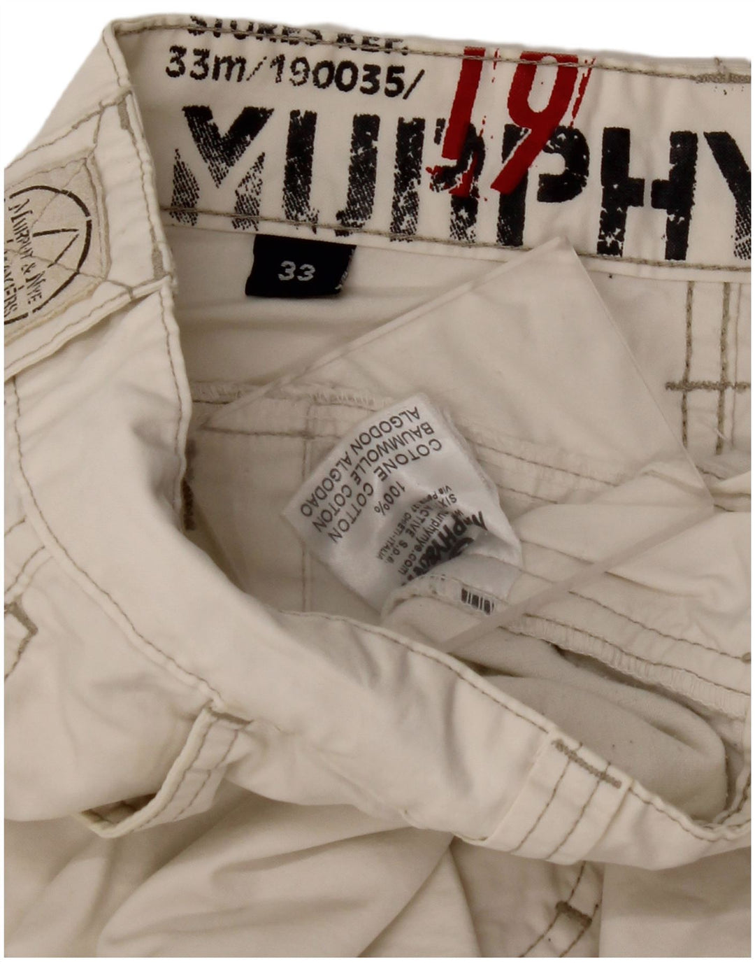 MURPHY & NYE muške ravne ležerne hlače W33 L32 sivobijeli pamuk