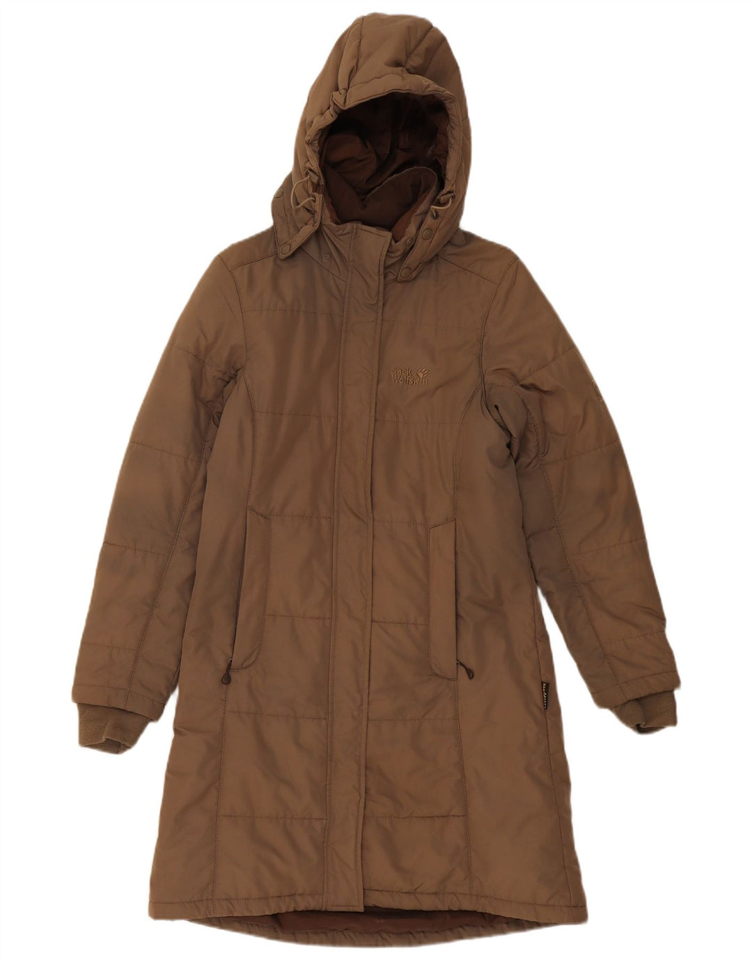 Jack Wolfskin ženski podstavljeni kaput s kapuljačom UK 8 Mali smeđi poliester