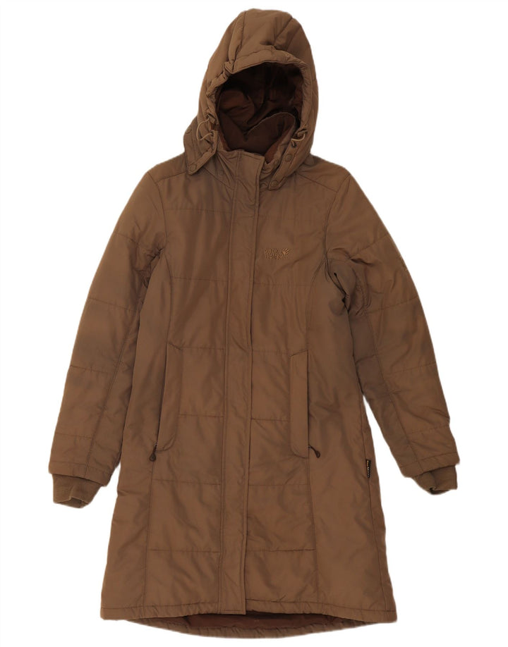 Jack Wolfskin ženski podstavljeni kaput s kapuljačom UK 8 Mali smeđi poliester