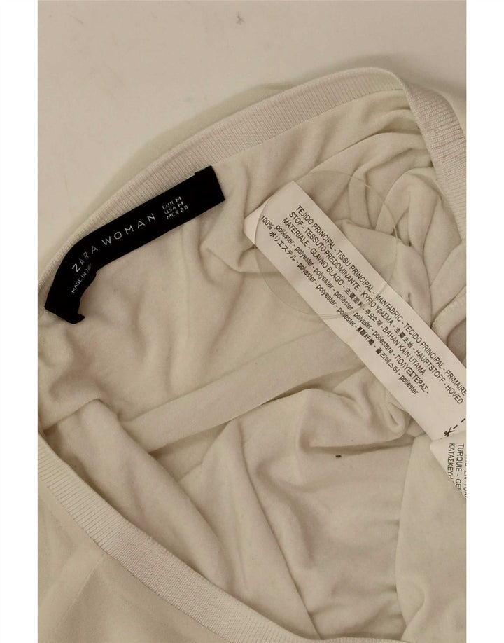 Gornji dio ženske prevelike bluze Zara UK 14 Srednje bijeli poliester