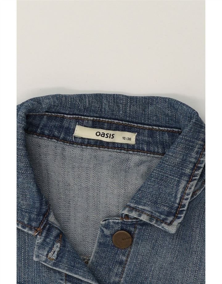 OASIS Womens Crop Denim Jacket UK 10 Small Blue Cotton Vintage Oasis and Second-Hand Oasis from Messina Hembry 