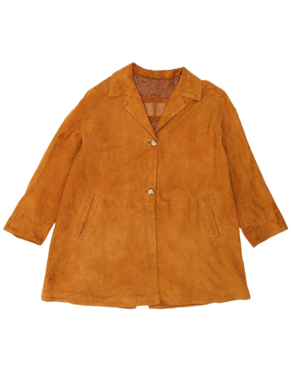 Vintage Womens Suede Jacket UK 14 Medium Brown Leather