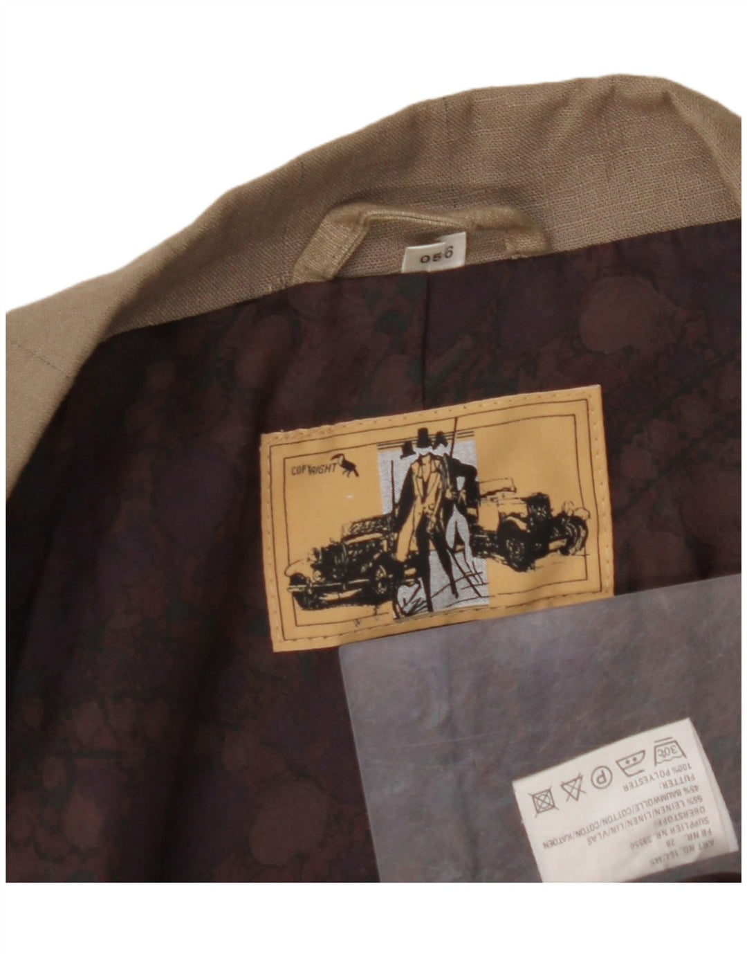 VINTAGE muška jakna s dvostrukim kopčanjem EU 56 3XL od smeđeg lana