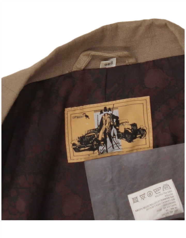 VINTAGE muška jakna s dvostrukim kopčanjem EU 56 3XL od smeđeg lana