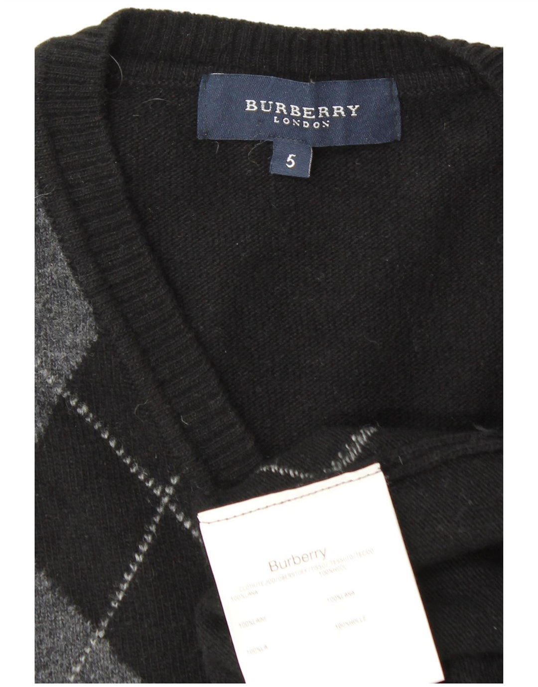Burberry muški prsluk bez rukava srednji crni argyle/dijamantna vuna