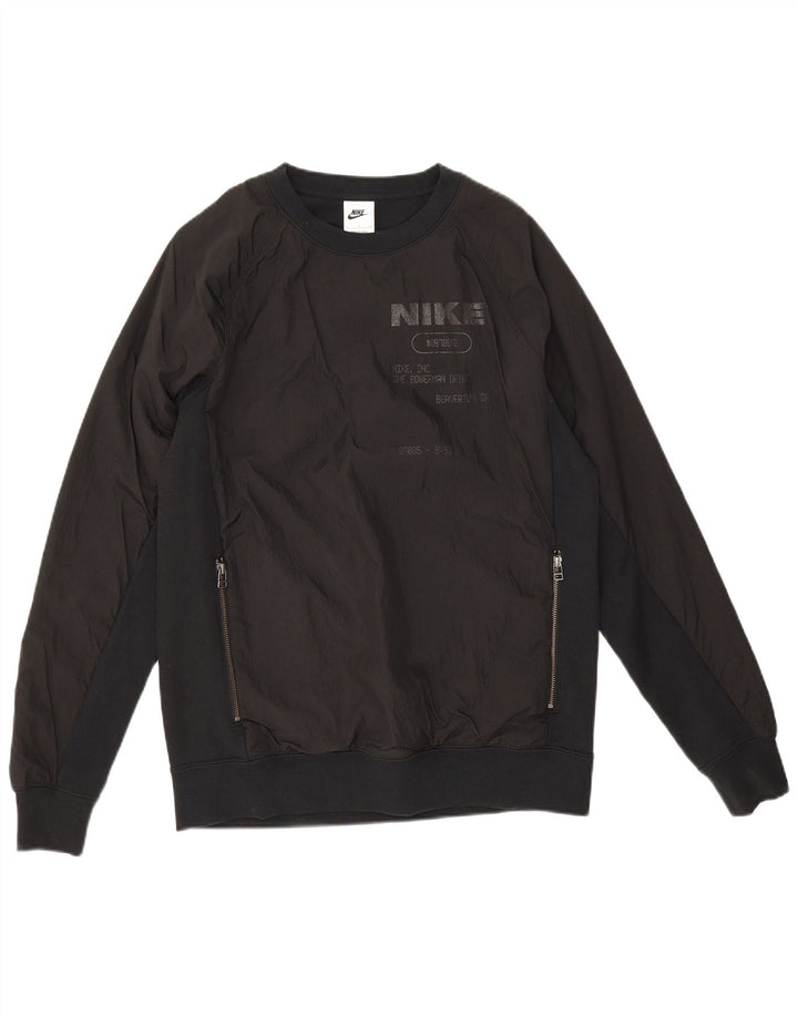 Mali crni poliamidni džemperi Nike Graphic Sweatshirt