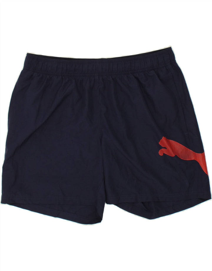PUMA Mens Graphic Sport Shorts 2XL Navy Blue Polyester Vintage Puma and Second-Hand Puma from Messina Hembry 