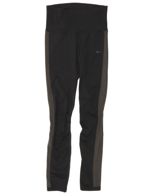 Nike Ženske Dri Fit Leggings UK 12 Medium Black Colourblock Poliester