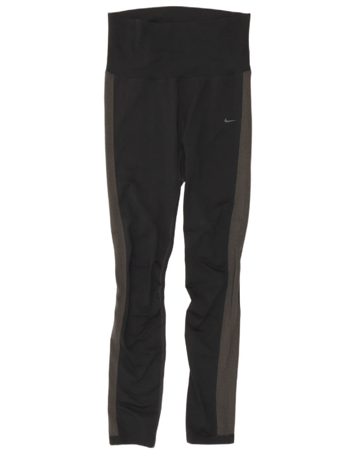 Nike Ženske Dri Fit Leggings UK 12 Medium Black Colourblock Poliester
