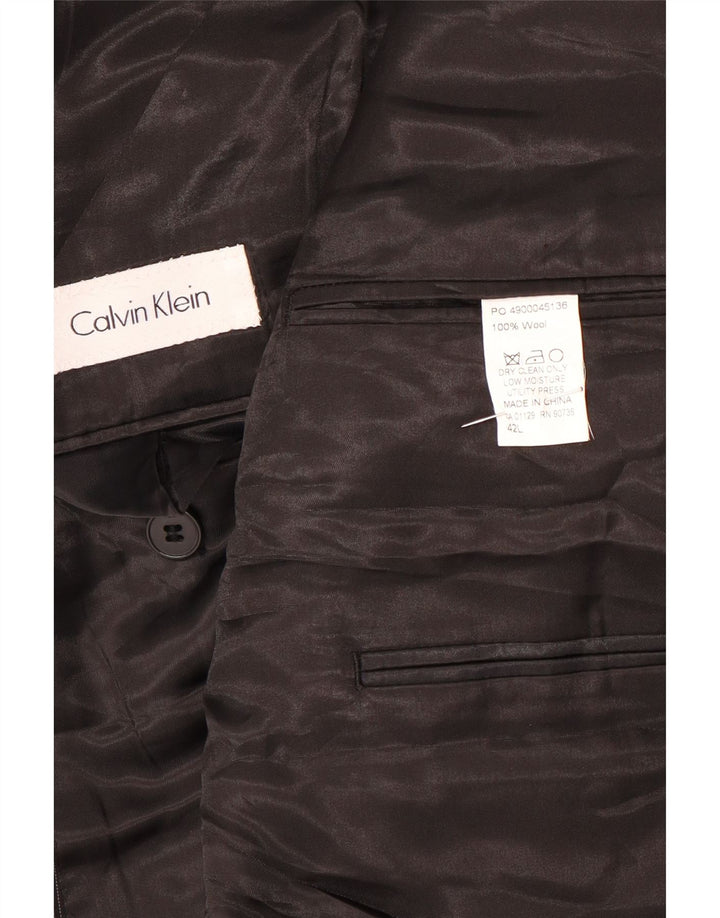 CALVIN KLEIN muška jakna sa 2 gumba UK 42 XL crna vunena prugasta