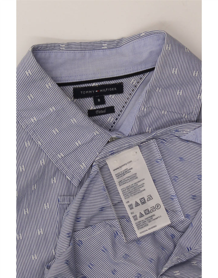 TOMMY HILFIGER Womens Fitted Shirt US 8 Medium Blue Pinstripe Cotton Vintage Tommy Hilfiger and Second-Hand Tommy Hilfiger from Messina Hembry 