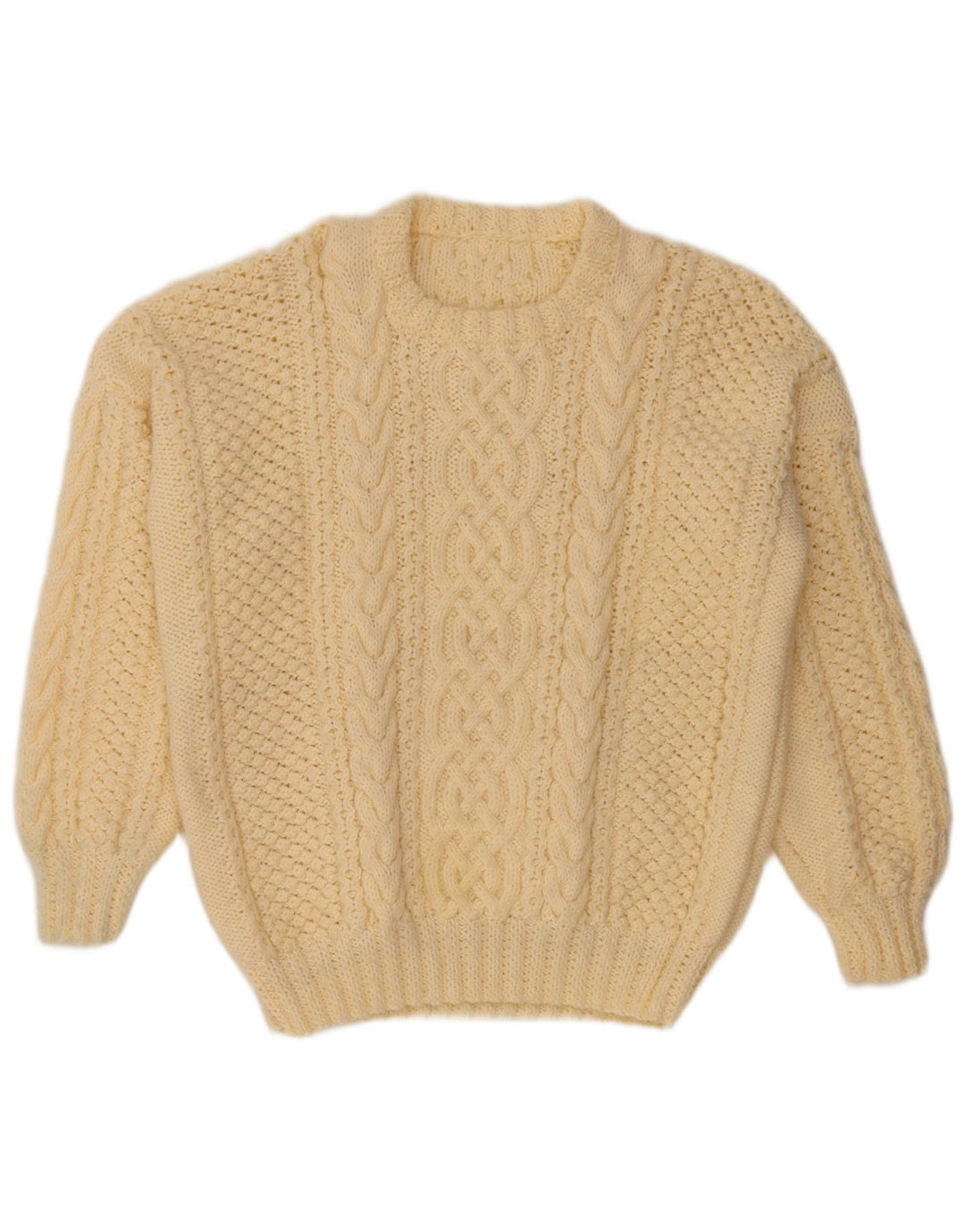 VINTAGE ženski džemper s okruglim izrezom UK 14 Large Off White