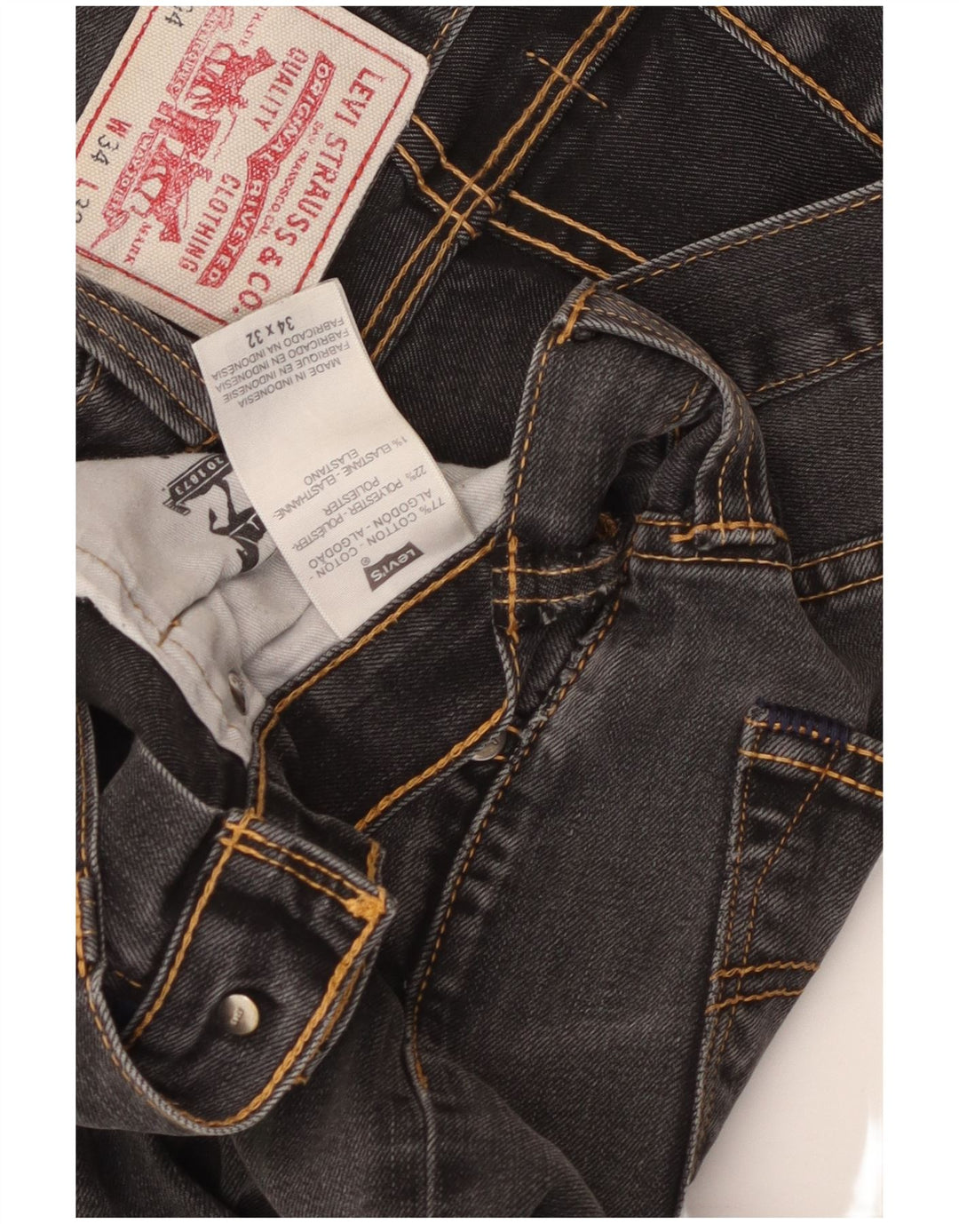 LEVI'S muške 504 ravne traperice W34 L32 crni pamuk