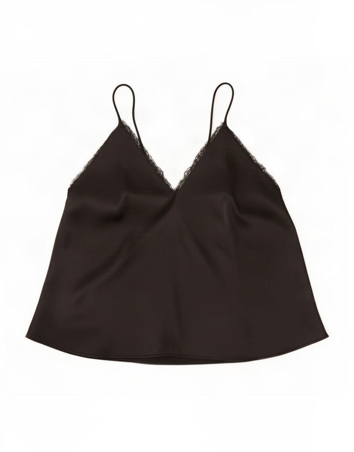 Zara ženski kratki Cami Top UK 14 Veliki crni poliester