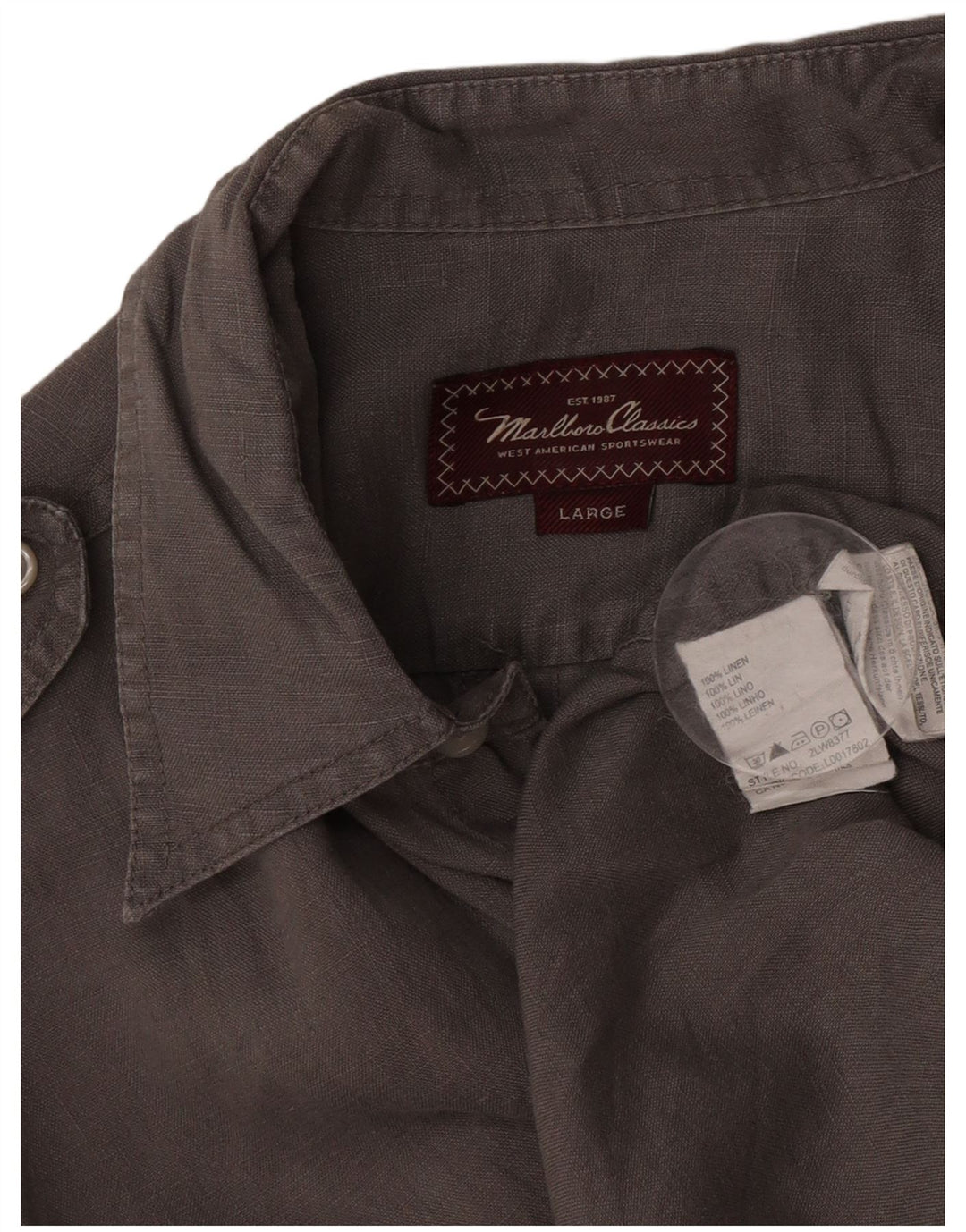 Marlboro Classics Mens Military Shirt Large Gray Lanen